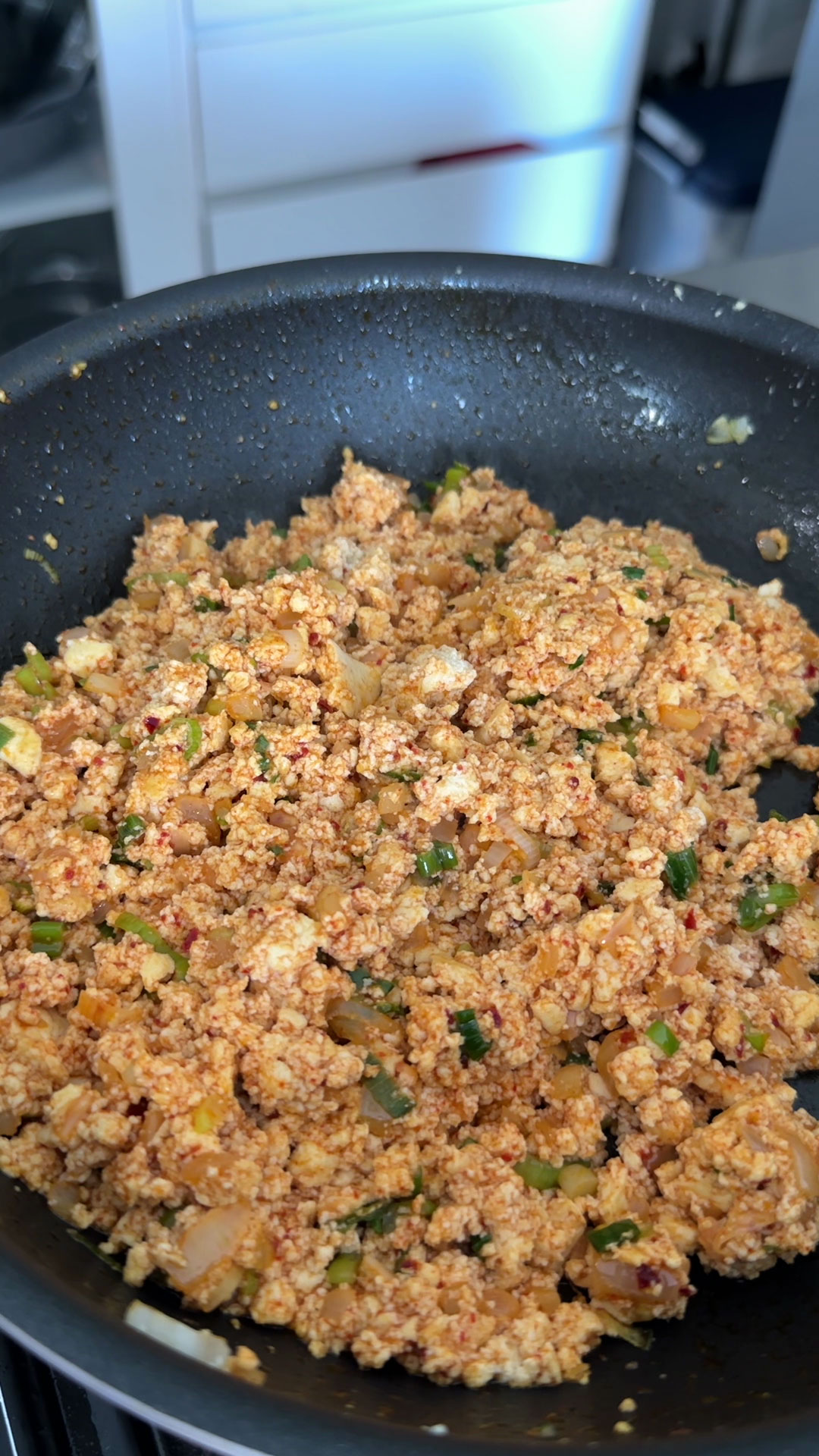 Mix the tofu until well seasoned 