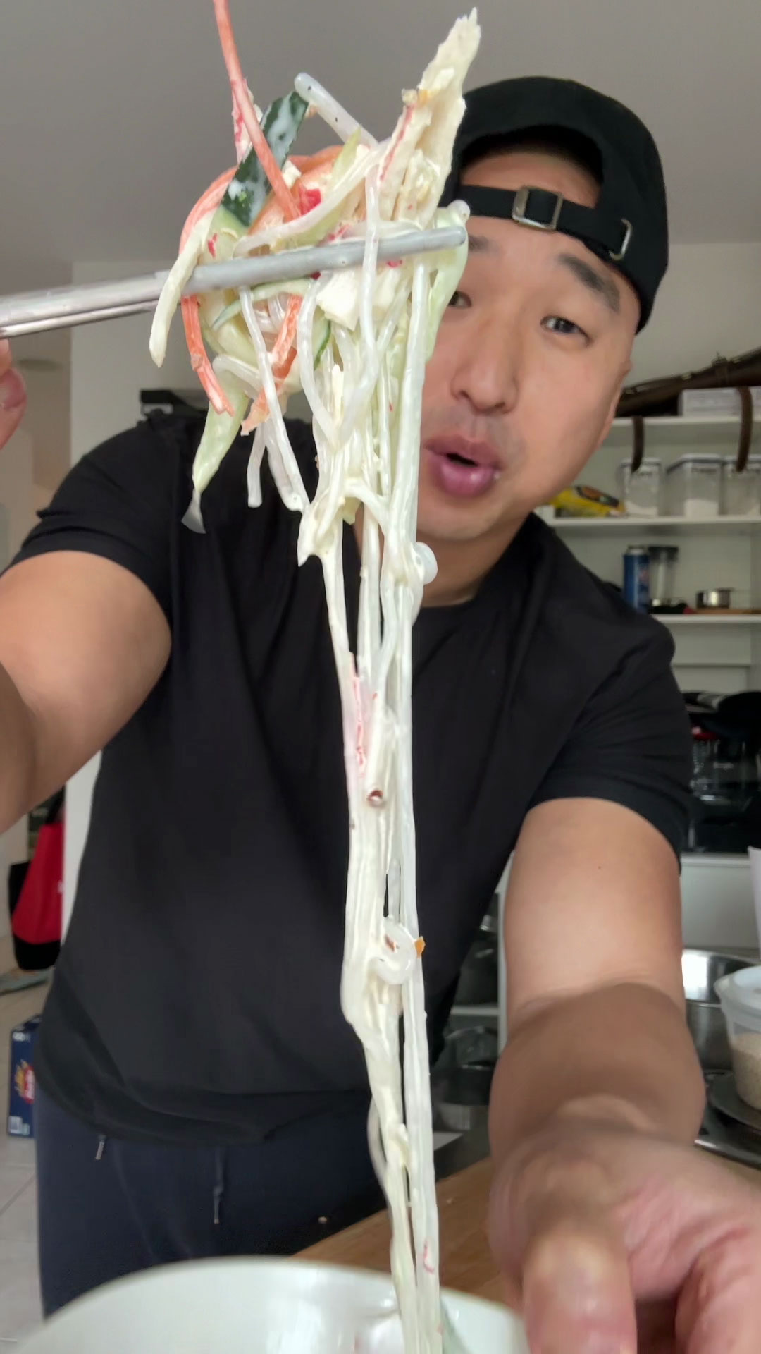 Chef Chris Cho making Shirataki Noodle Salad 