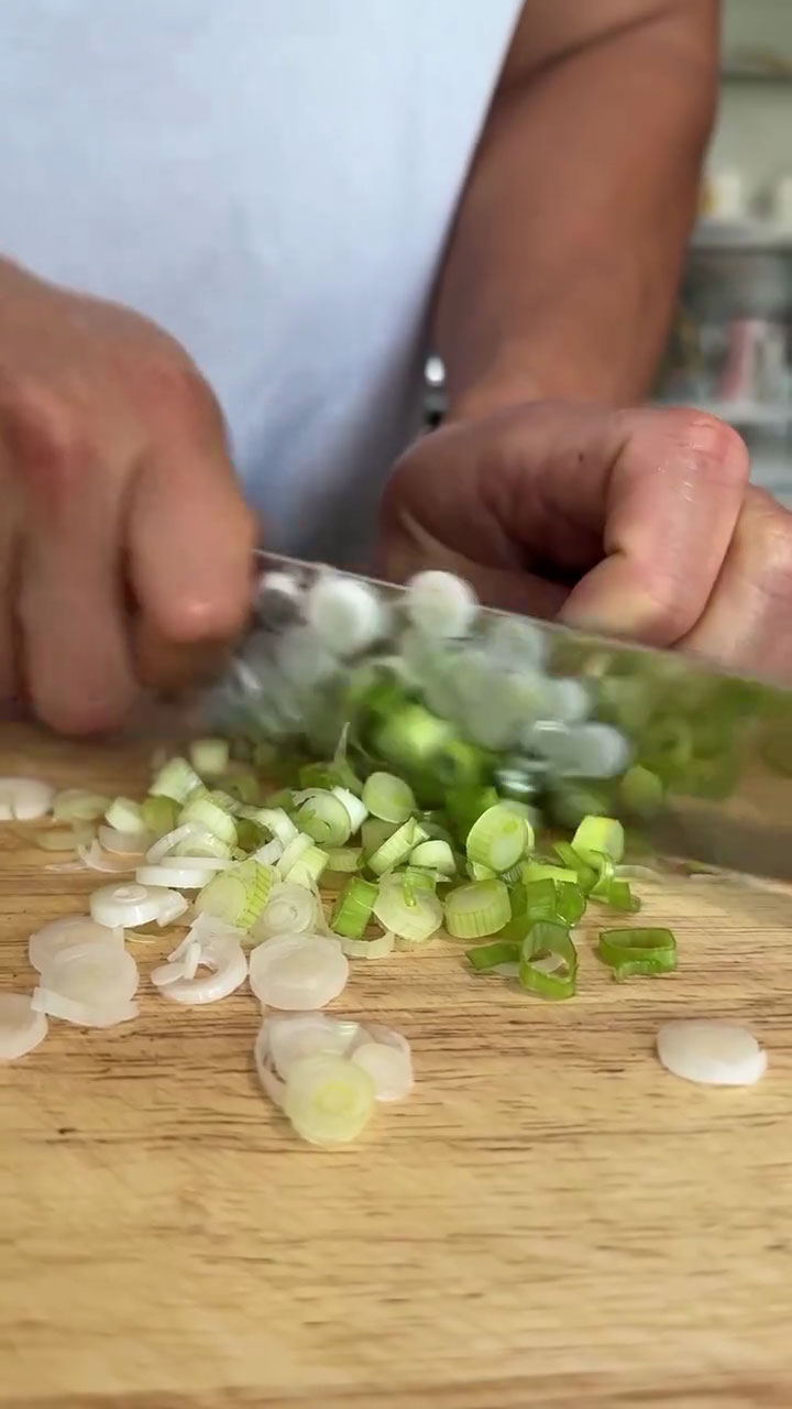Chop the scallions