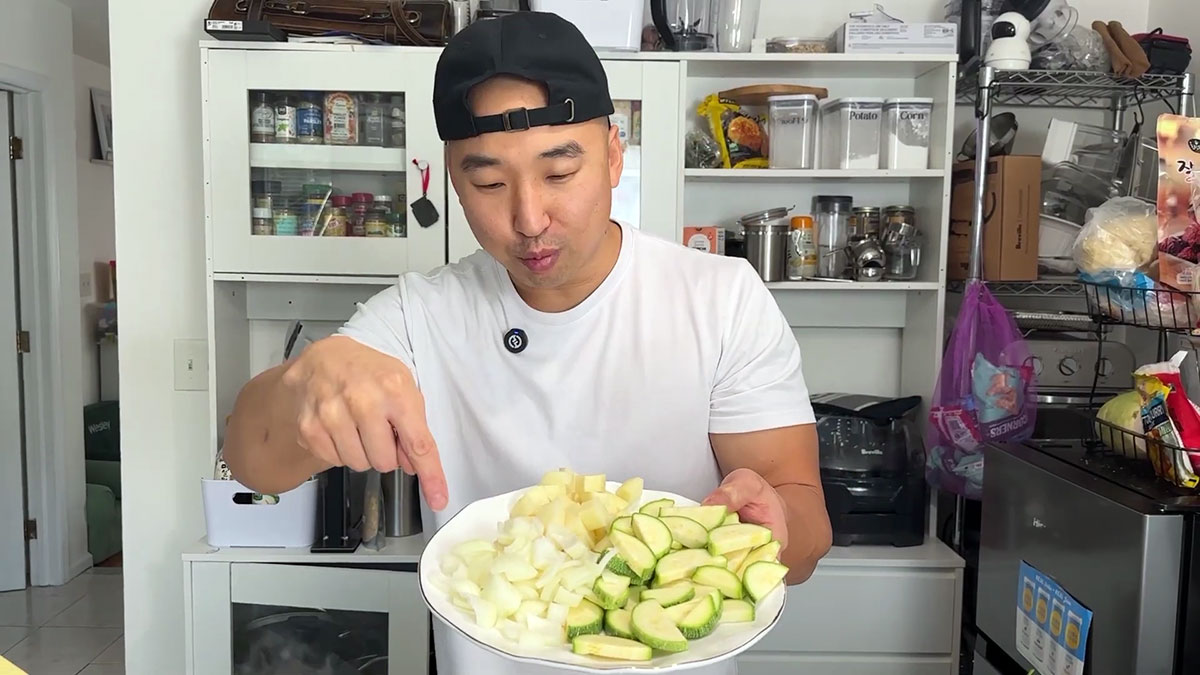 Prepare the aromatics and vegetables