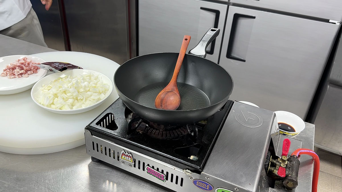 Prepare the pork aromatics, onion, and pork belly 