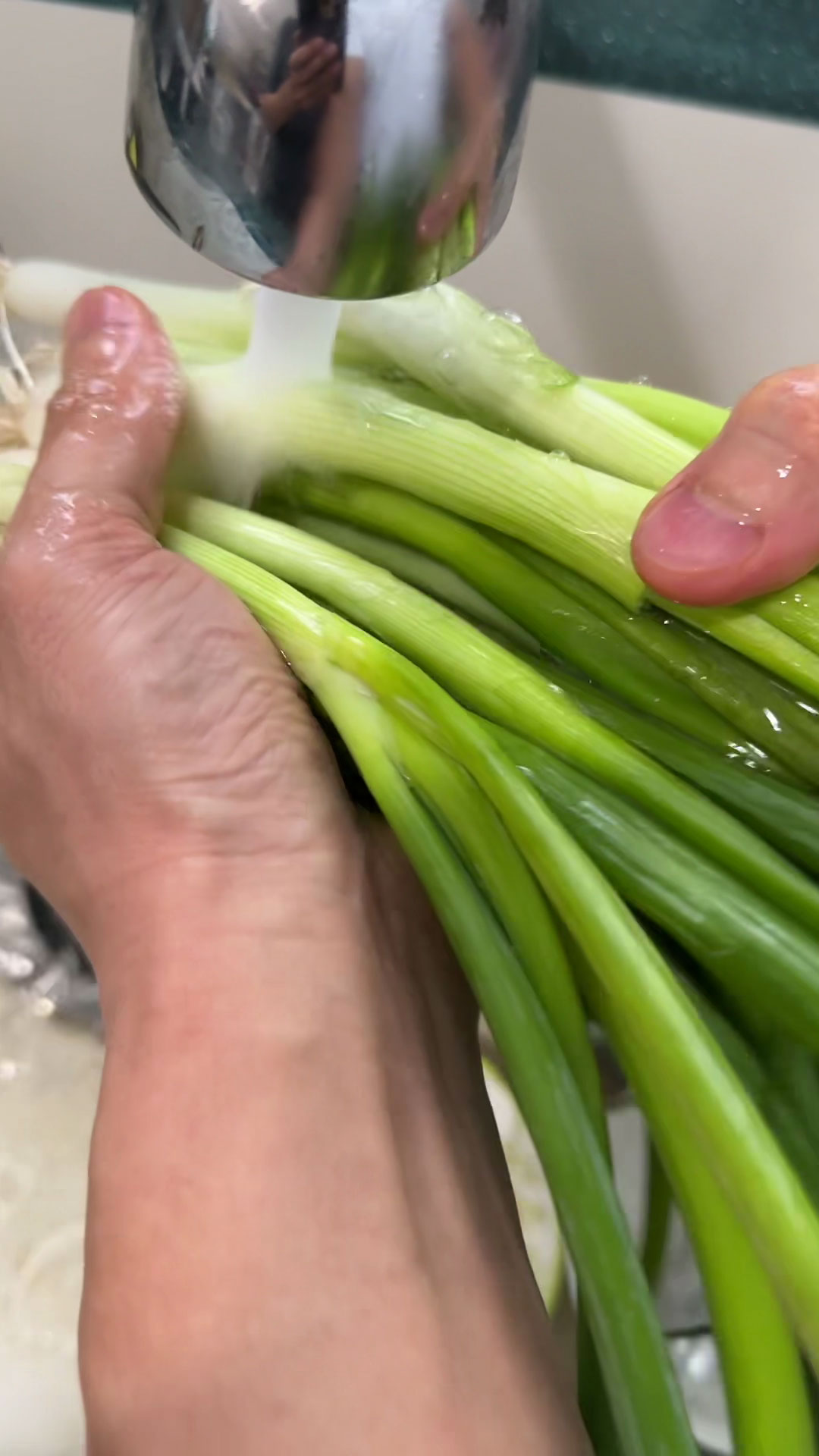 Wash scallions