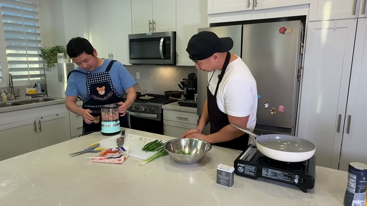 Mincing the imitation crab 