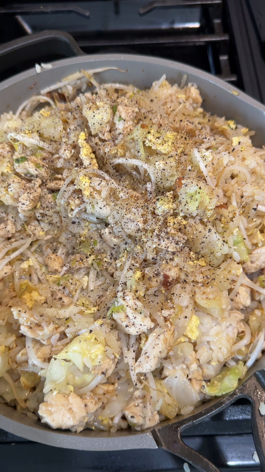 Season the fried rice 