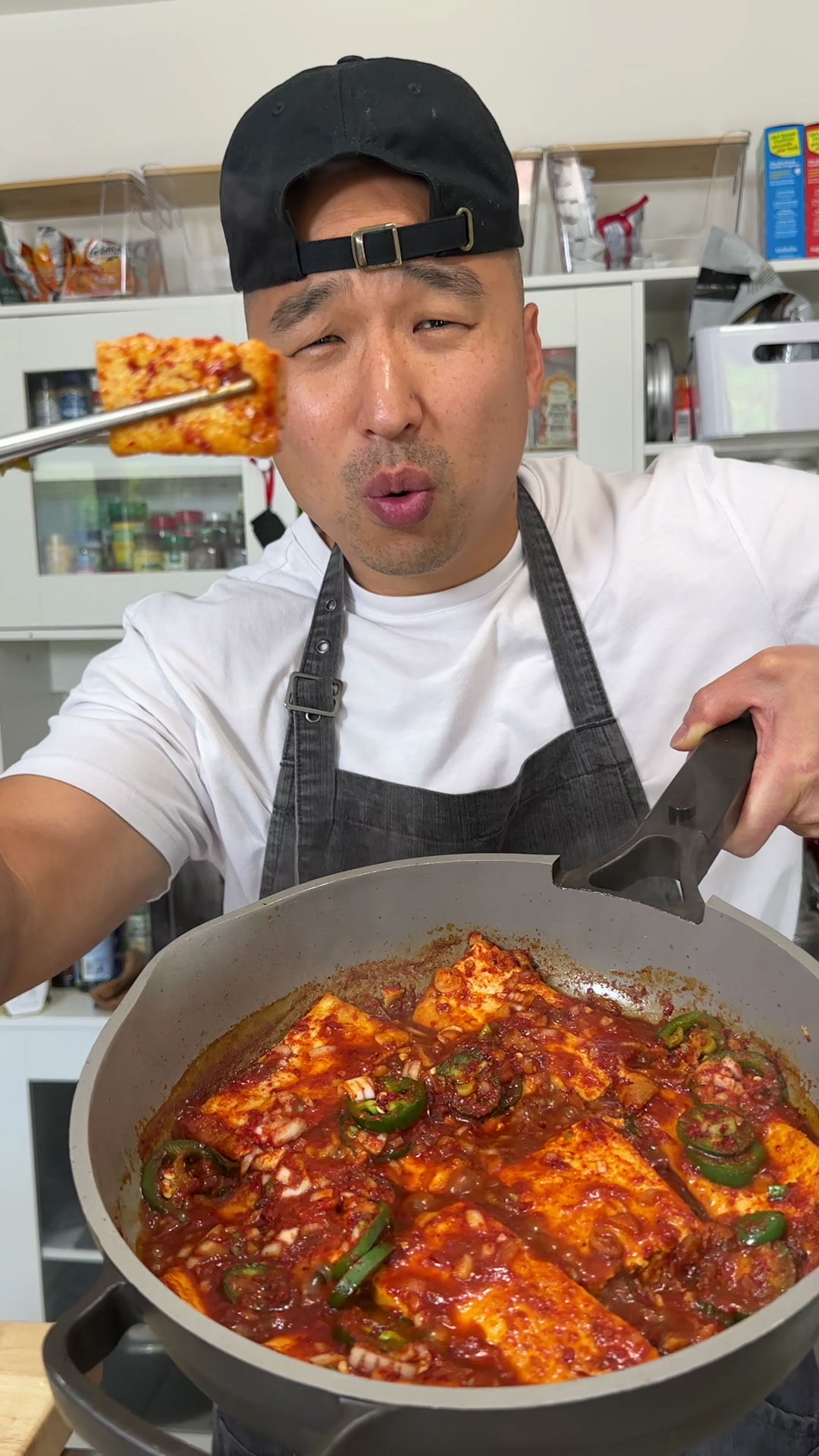 Chef Chris Cho making Dubu Jorim