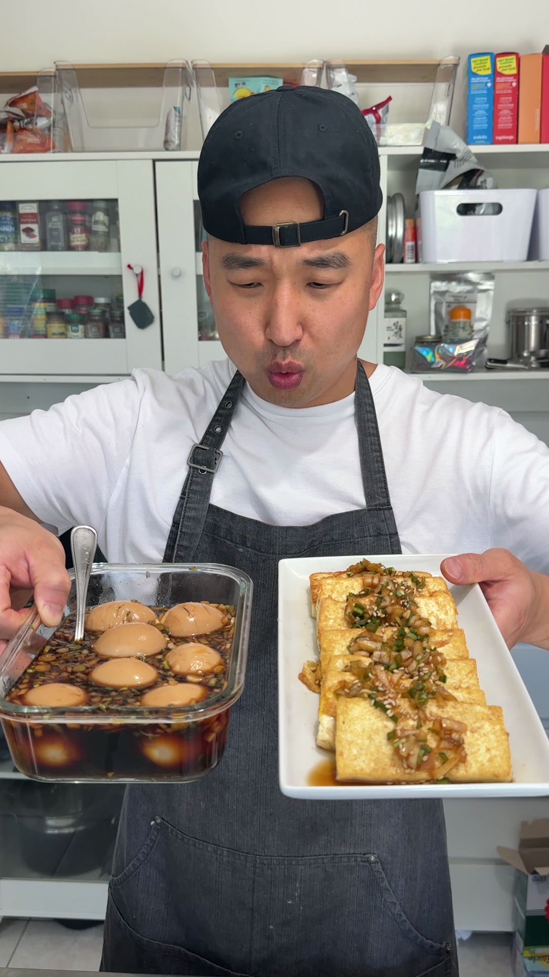 Soy Marinated Egg and Pan Fried Tofu with Soy Dipping Sauce 
