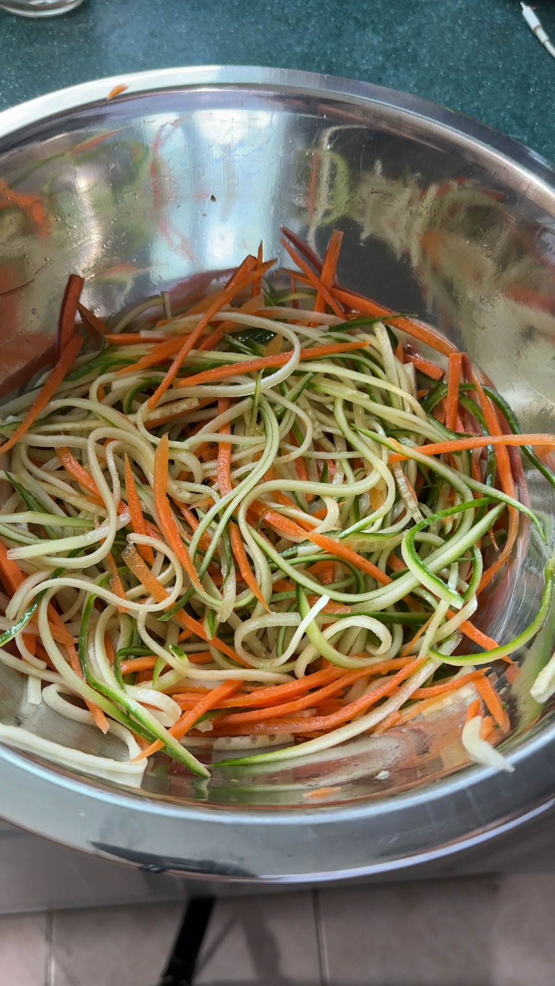 Combined shredded cucumber and carrots 