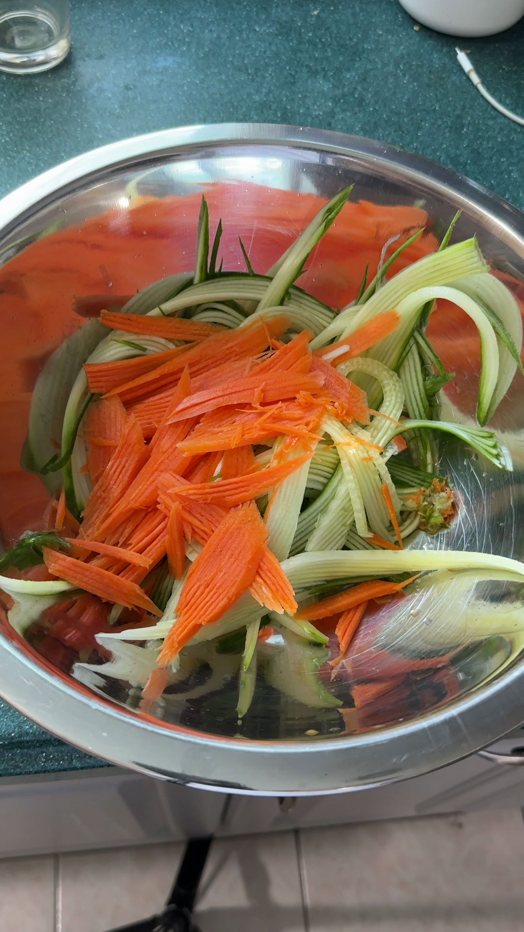 Sliced cucumber and carrots 