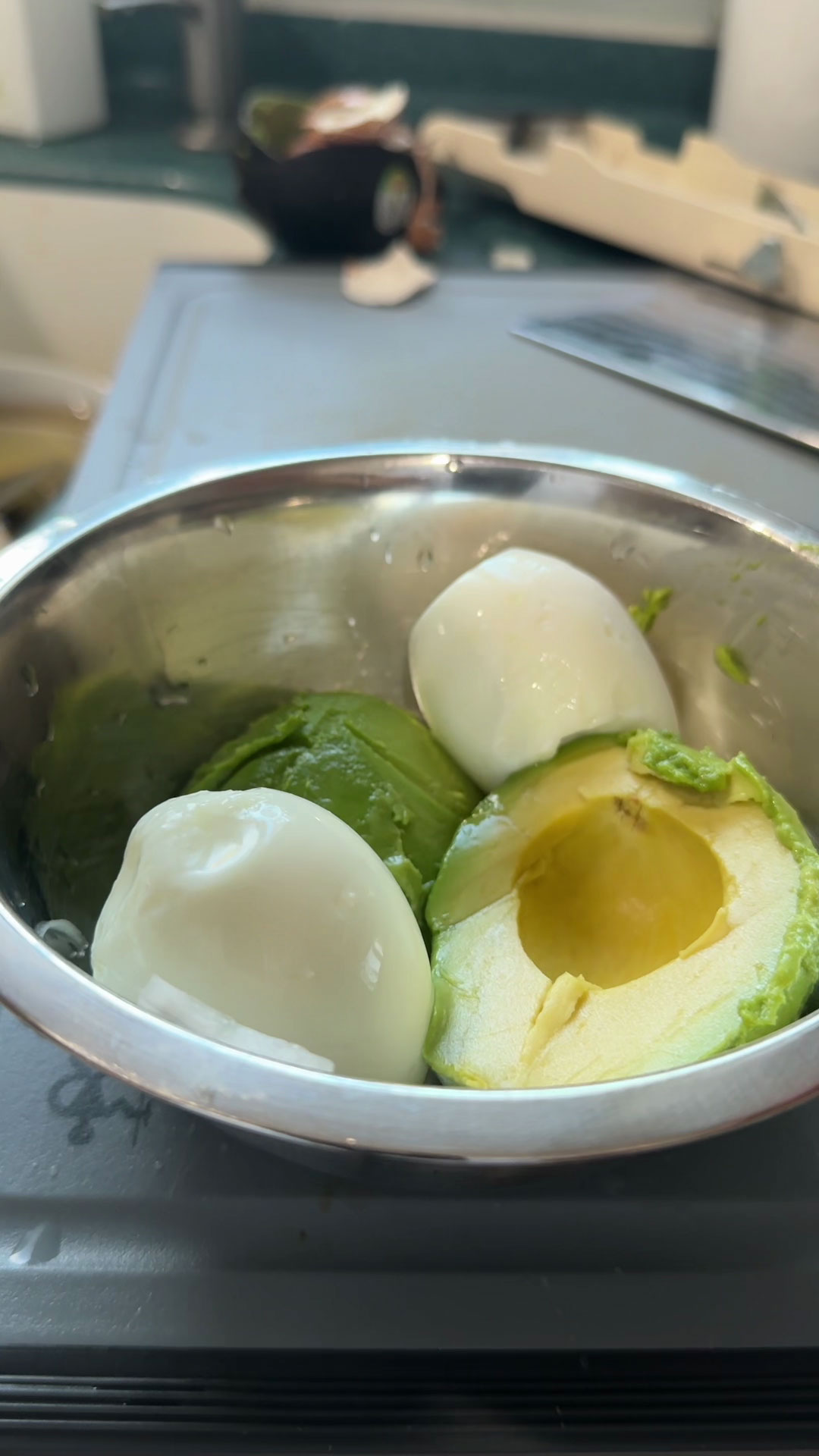 Peel the eggs and set aside