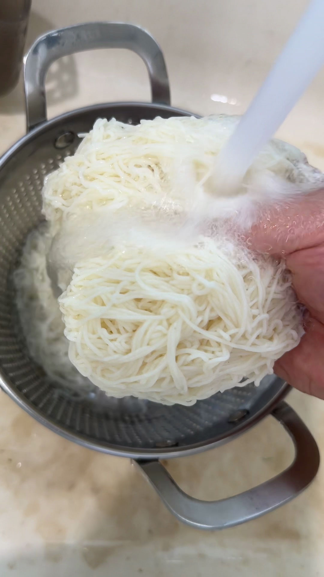 Drain and rinse the noodles