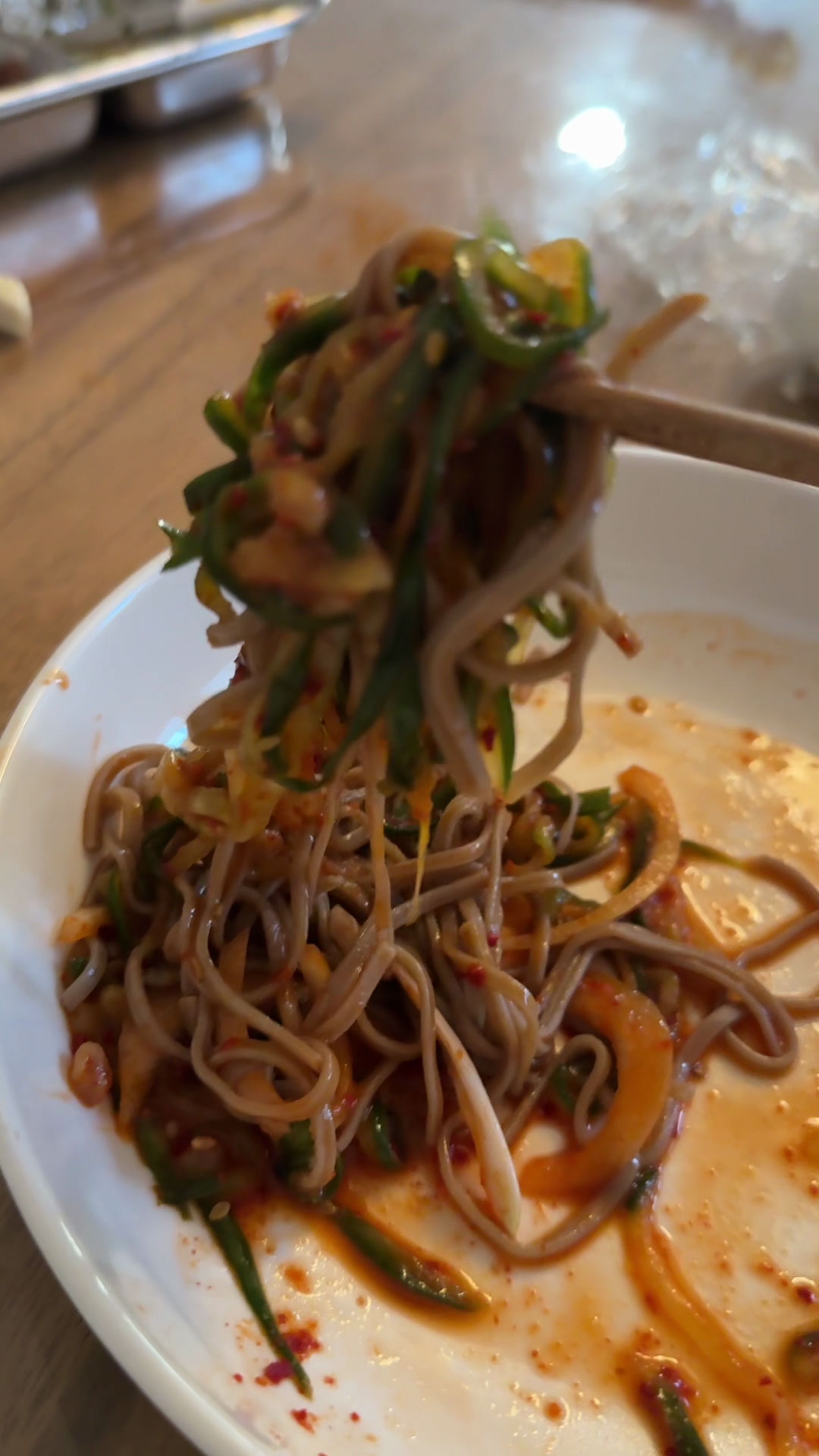 Spicy cucumber noodles with soba noodles 