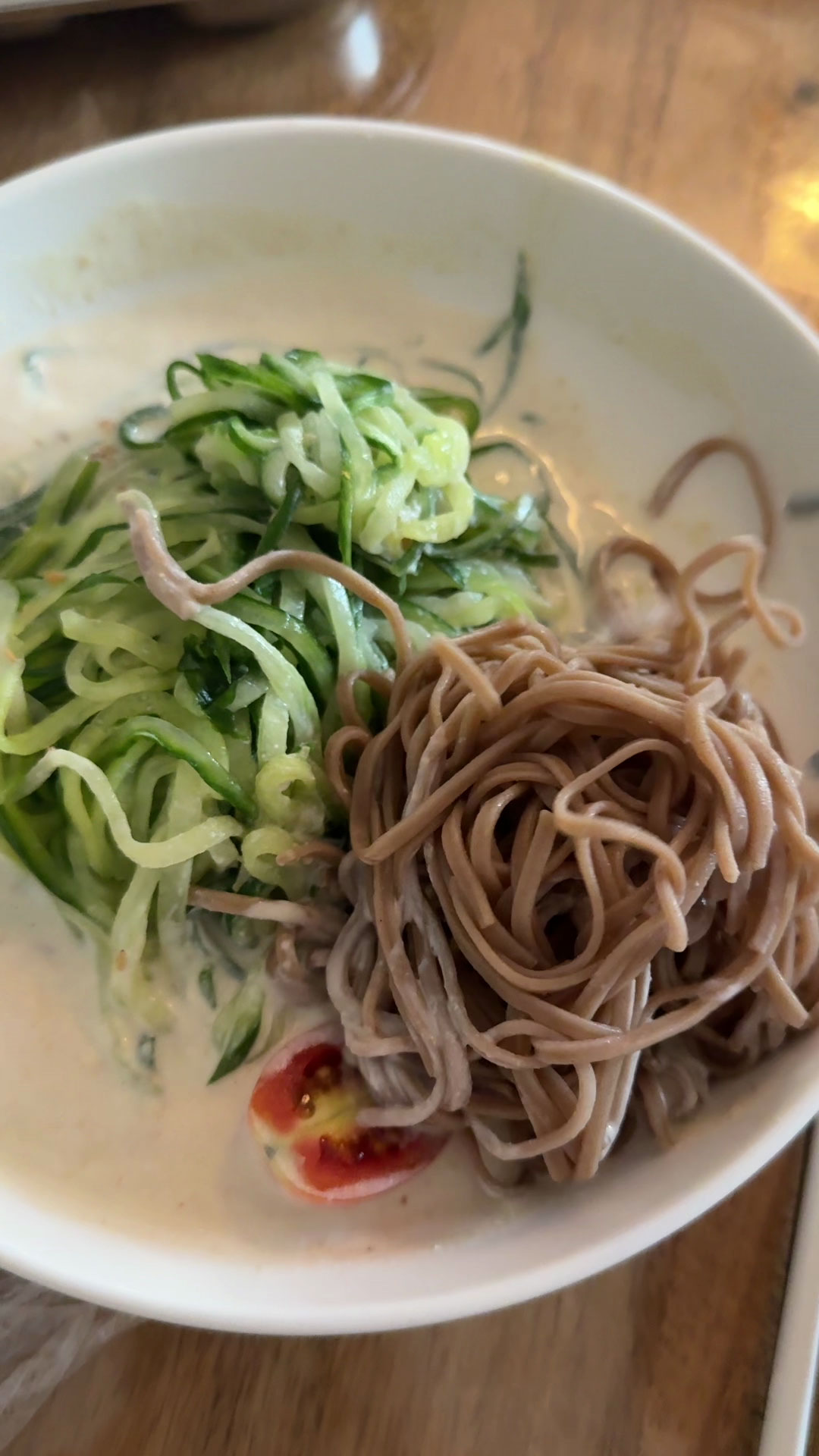Cucumber Noodles and Soba in Soy Milk Soup