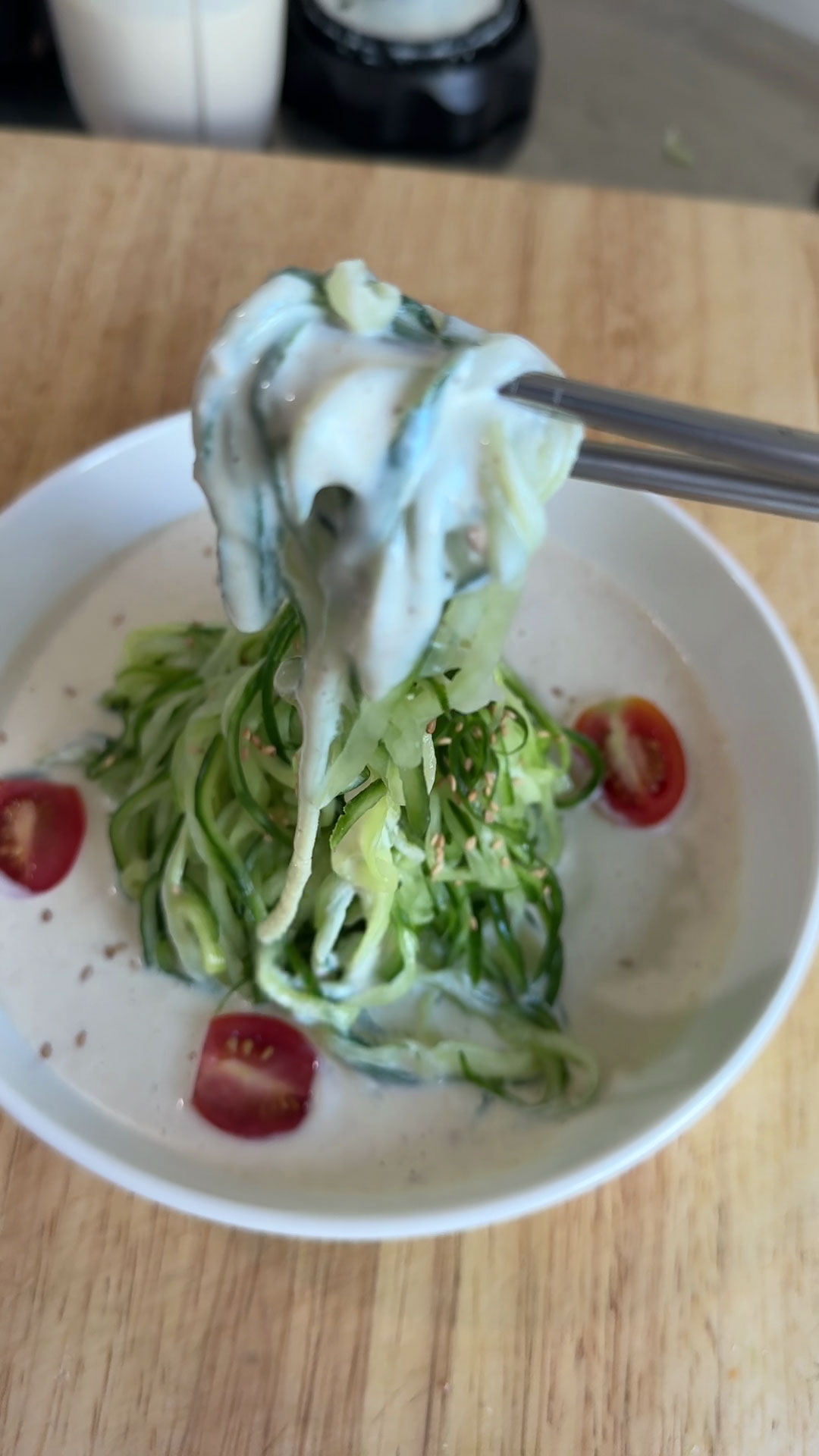 Cucumber Noodles in Soy Milk Soup
