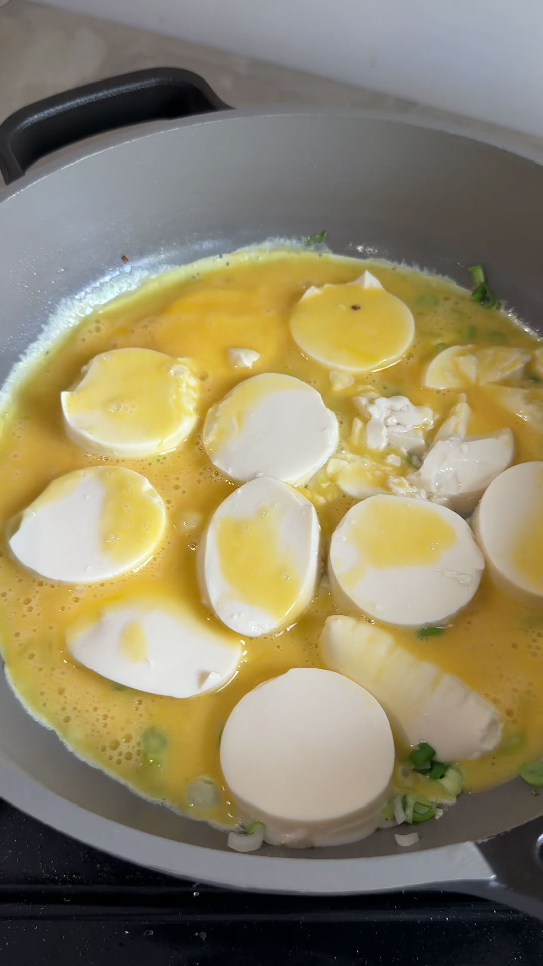 Add the eggs into the pan