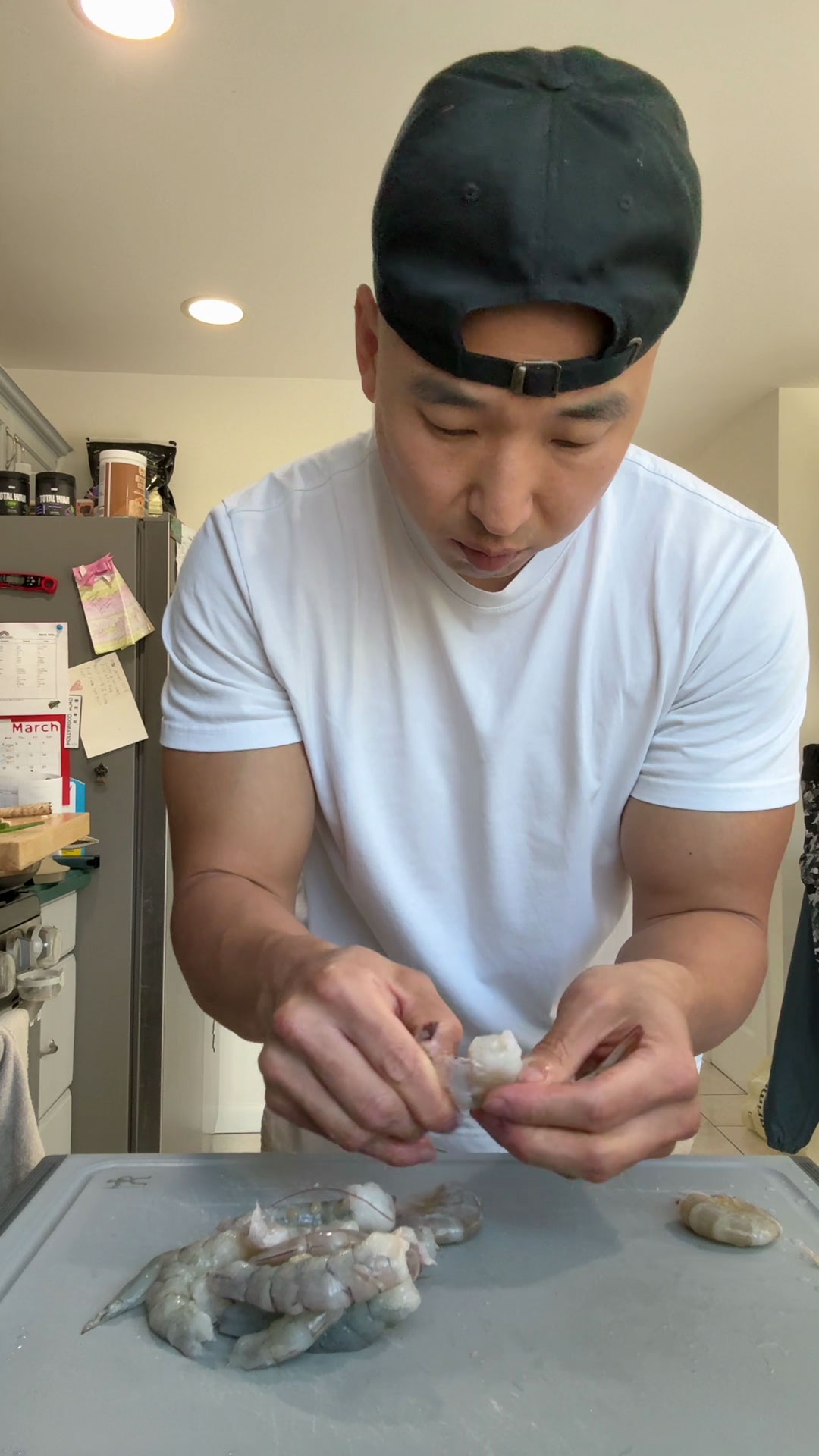 Peeling the shrimp