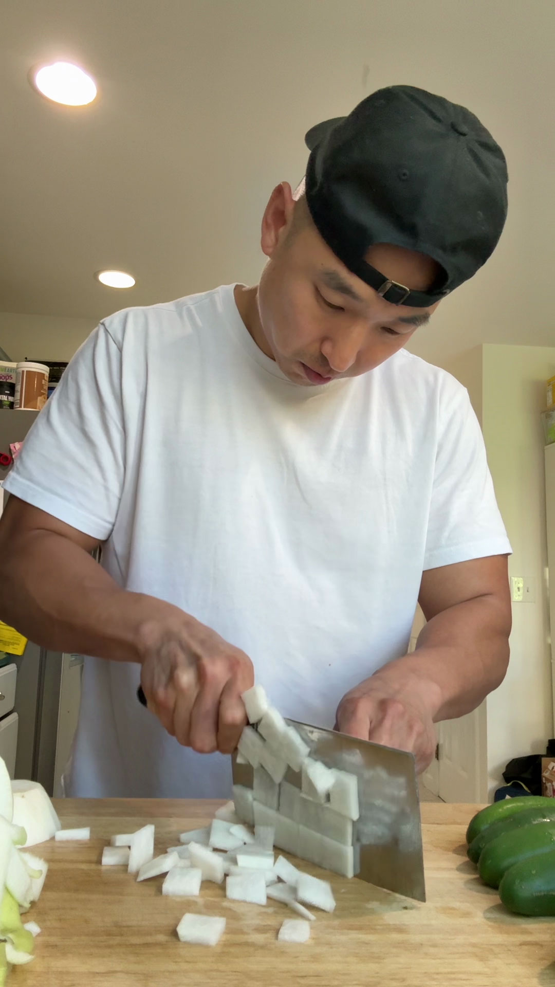 Chop the radish into thin squares